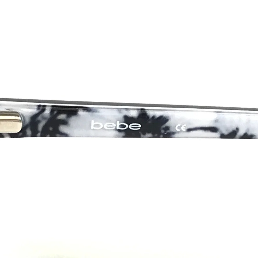Bebe Eyeglasses Frames BB5162 001 Black White Gold Full Rim Floral 53-17-135